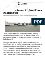 Chemaid Labs Renews 111000-sf Lease in Saddle Brook