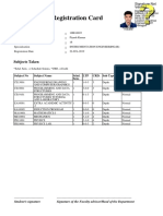 Registration Card: Subject No Subject Name Schd. Sem. LTP CRD. Sub Type Taken As