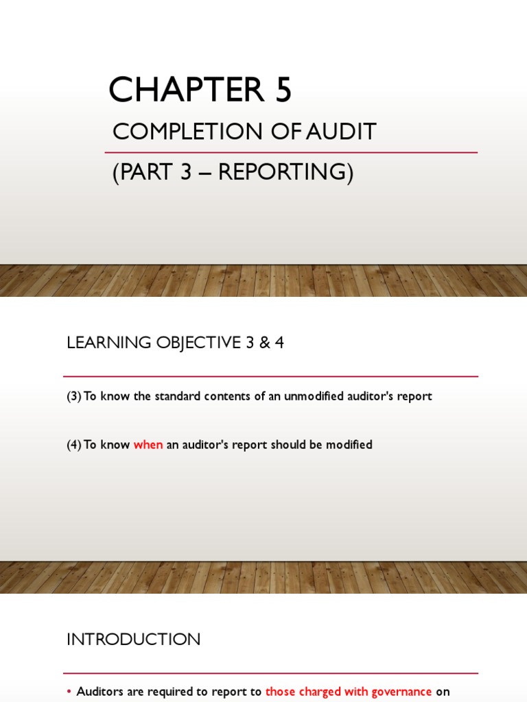 Completion of Audit (Part 3 - Reporting) | PDF | Auditor's Report ...