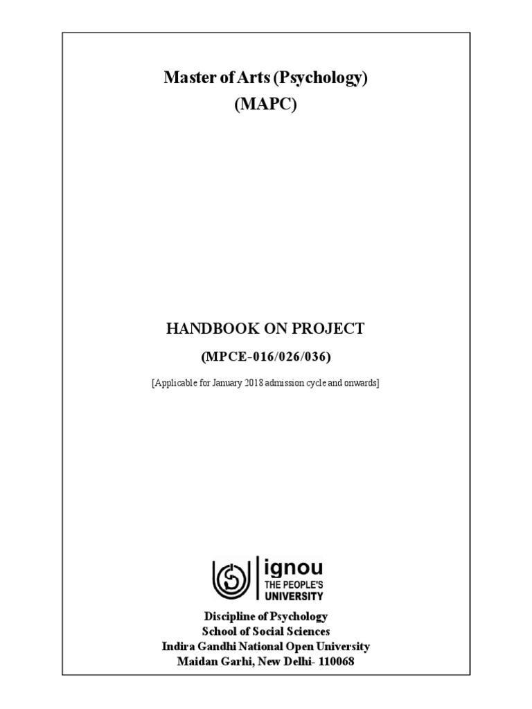 Master of Arts (Psychology) (MAPC) : Handbook On Project | PDF ...