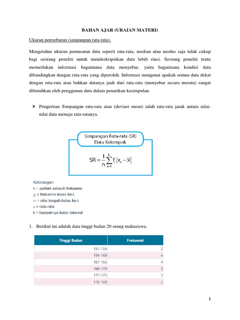 Simpangan Rata-Rata dalam Statistika | PDF | Pengembangan Diri