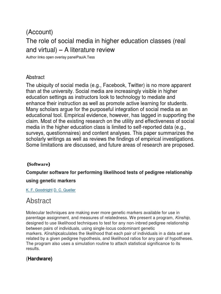  Account The Role Of Social Media In Higher Education Classes Real