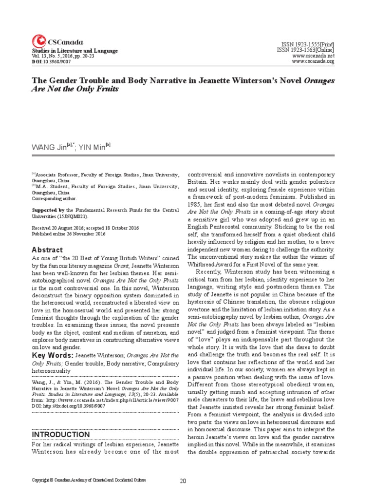 Oranges Are Not The Only Fruit Lesbian Coming Out