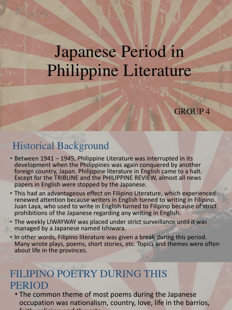 Japanese Period in Philippine Literature Tagalog Language Poetry