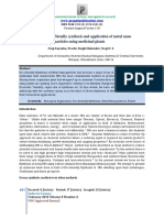 A Review On Eco-Friendly Synthesis and Application of Metal Nano Particles Using Medicinal Plants