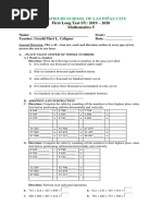 Greenfields School of Las Piñas City: First Long Test SY: 2019 - 2020 Mathematics 5