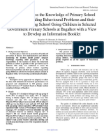 A Study to Assess the Knowledge of Primary School Teachers Regarding Behavioural Problems and their Prevention among School Going Children in Selected Government Primary Schools at Bagalkot with a View to Develop an Information Booklet