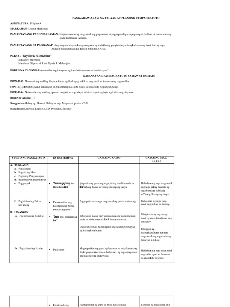 Detailed Lesson Plan in Automotive PDF