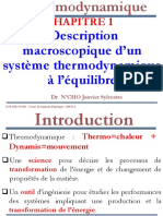 Thermodynamique-Chapitre 1-Description Macroscopique D'un Systeme Thermodynamique À L'equilibre