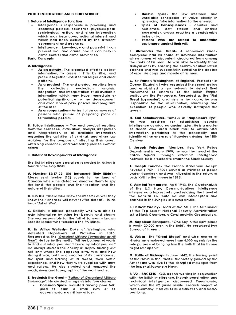 History of Police Intelligence | PDF | Counterintelligence | Espionage