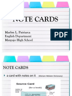 Note Cards: Marlyn L. Patriarca English Department Maypajo High School