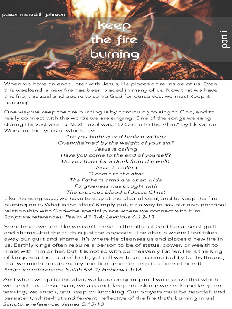 Keep The Fire Burning Part 1 Sermon Notes | PDF