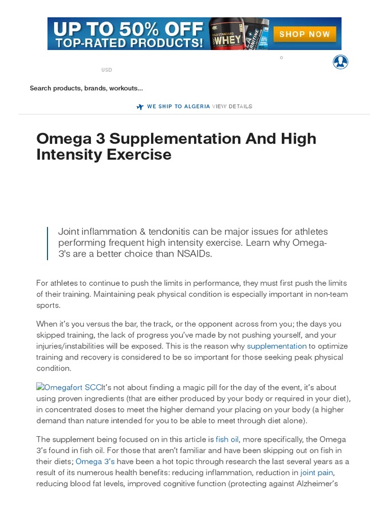 Omega 3 Supplementation and High Intensity Exercise - Muscle & Strength ...