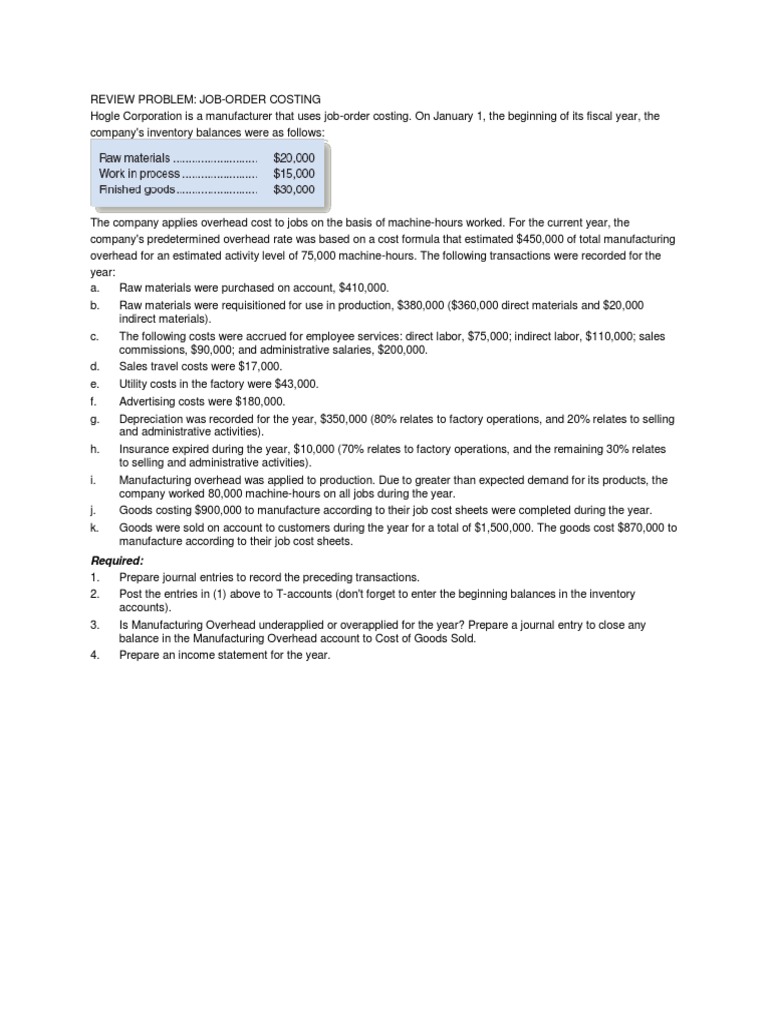 Job-Order Costing and Overhead Analysis | PDF | Cost Of Goods Sold ...