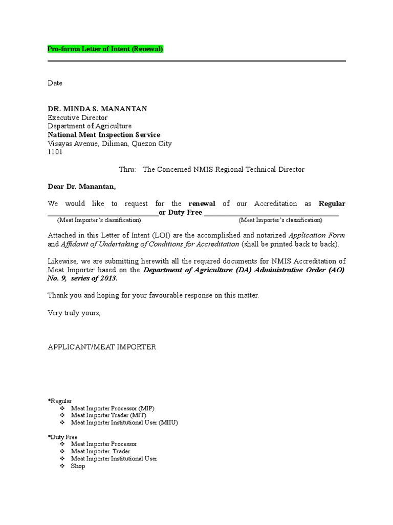 Letter Of Intent Renewal Pdf Document Civil Law Common Law