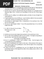 CBSE Class 7 Maths Worksheet - Perimeter and Area PDF