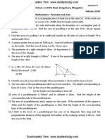 CBSE Class 7 Maths Worksheet - Perimeter and Area PDF