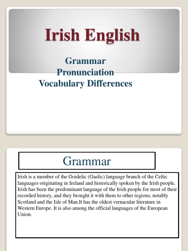 Irish English | PDF | Irish Language | Grammatical Gender