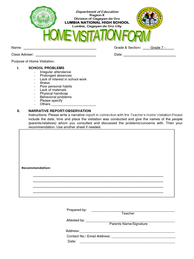 social work home visit template