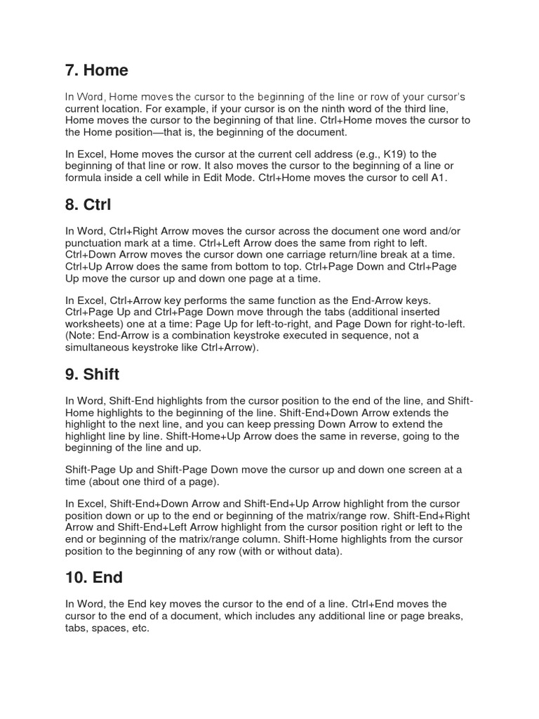 Quick Shortcut For Ms Word 08 Docx Docx Cursor User Interface Spreadsheet