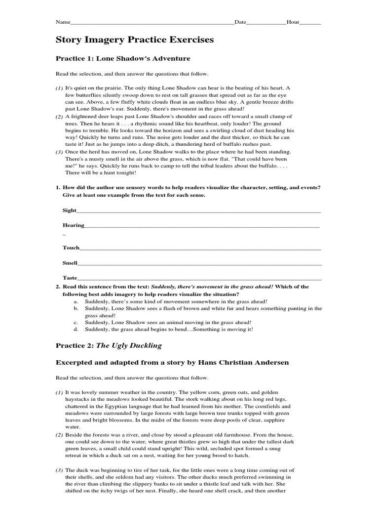 Imagery Allusion Worksheet | PDF | Helen Keller | Duck