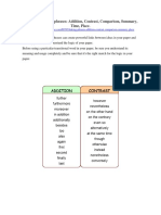 Linking Words and Phrases: Addition, Contrast, Comparison, Summary, Time, Place