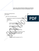 A Program in Java To Create A Class Customer Having Three Attributes Name PDF