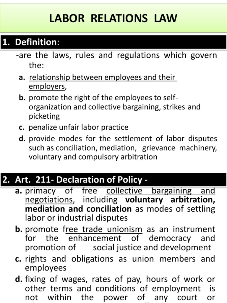Labor Relations Law 1. Definition PDF Collective Bargaining