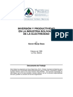 Inversión Y Productividad en La Industria Boliviana de La Electricidad