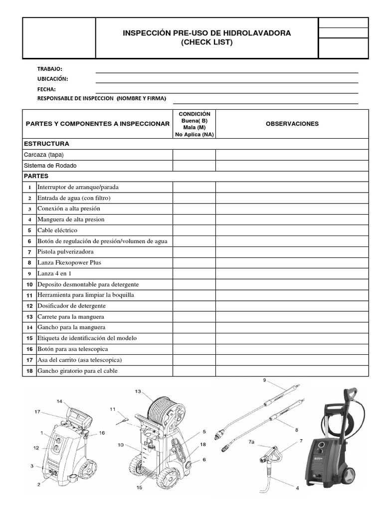 Checklist Hidrolavadora | PDF