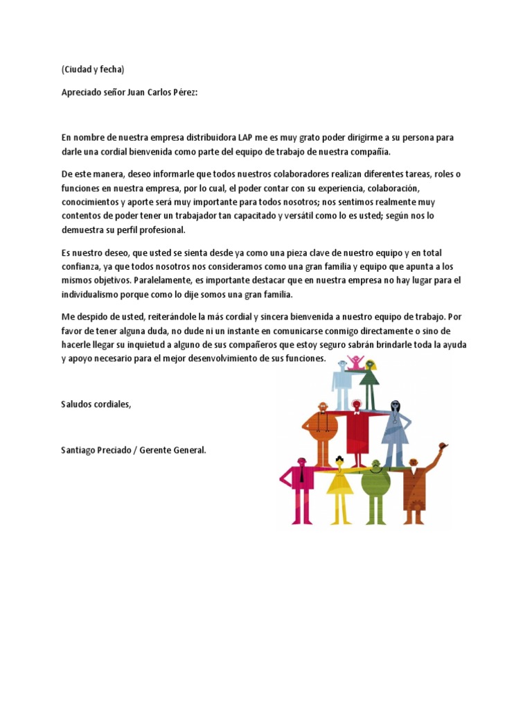Ejemplo de Carta de Bienvenida