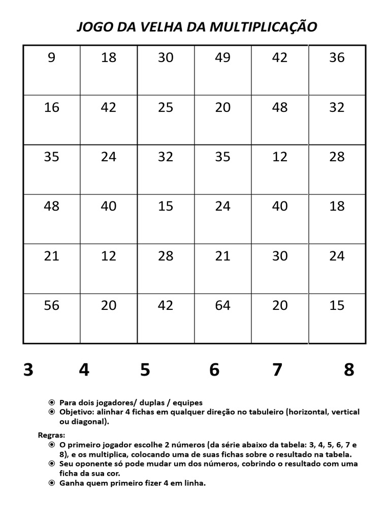 Jogo Da Velha Da Multiplicação | PDF