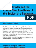 Word Order and The Phrase Structure Rules of The Subject of A Sentence