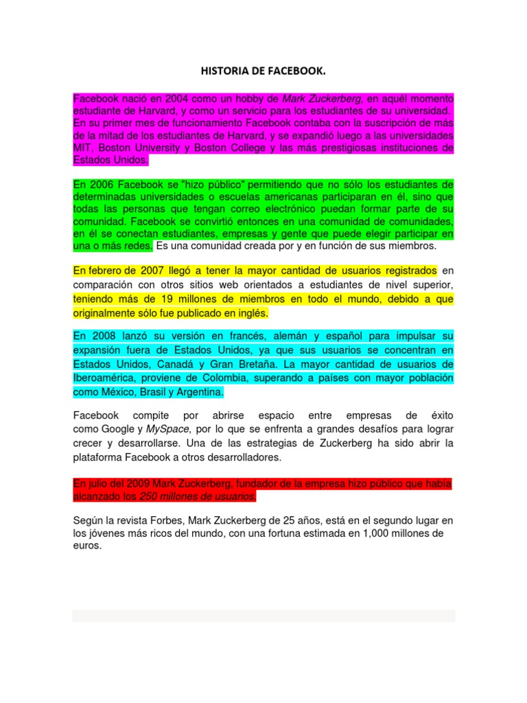 Orígenes y evolución de Facebook | PDF | Facebook | Internet