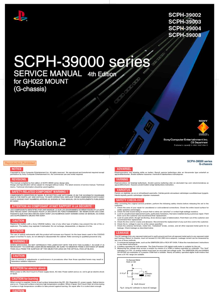 Sony Ps2 Scph Series Service Manual Gh 022 Manufactured Goods Electronic Engineering