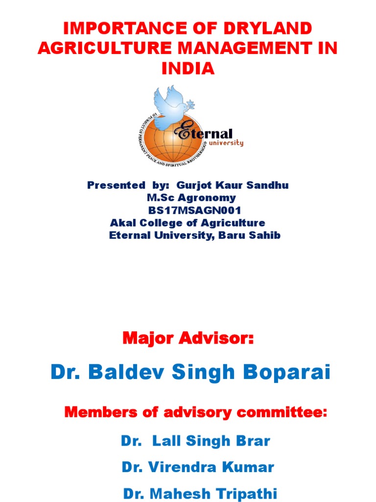 Importance of Dryland Agriculture Management in India PDF Rain Natural Resource Management