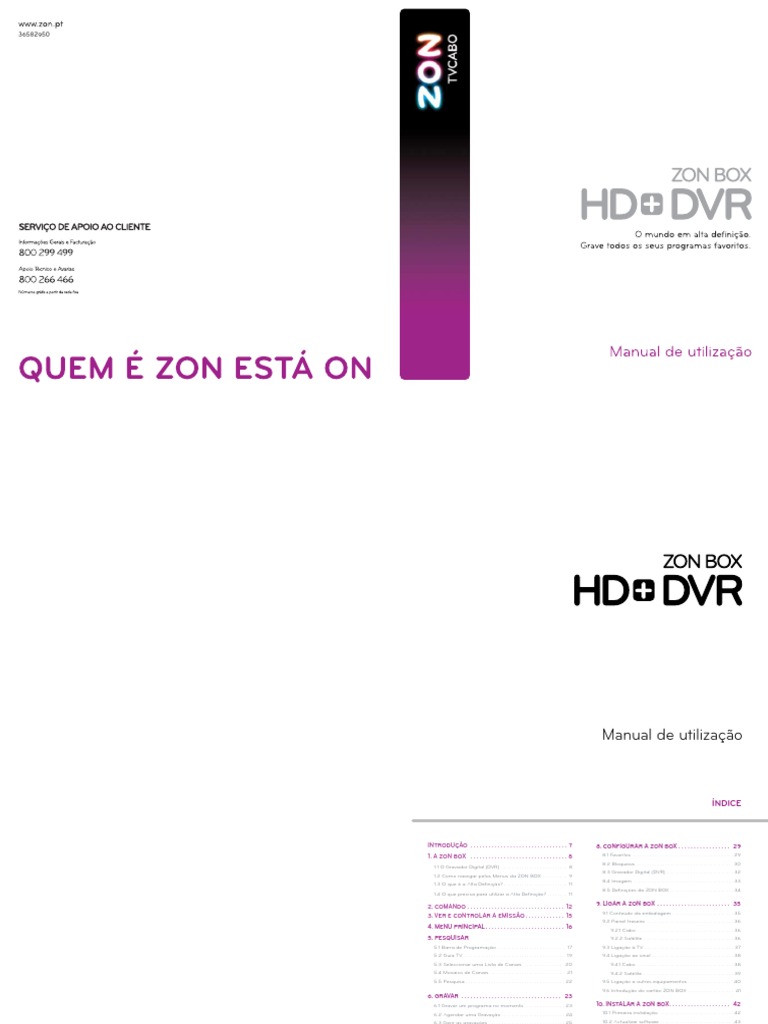 Programação do Comando ZON Box | PDF | DVD | Televisão de alta definição