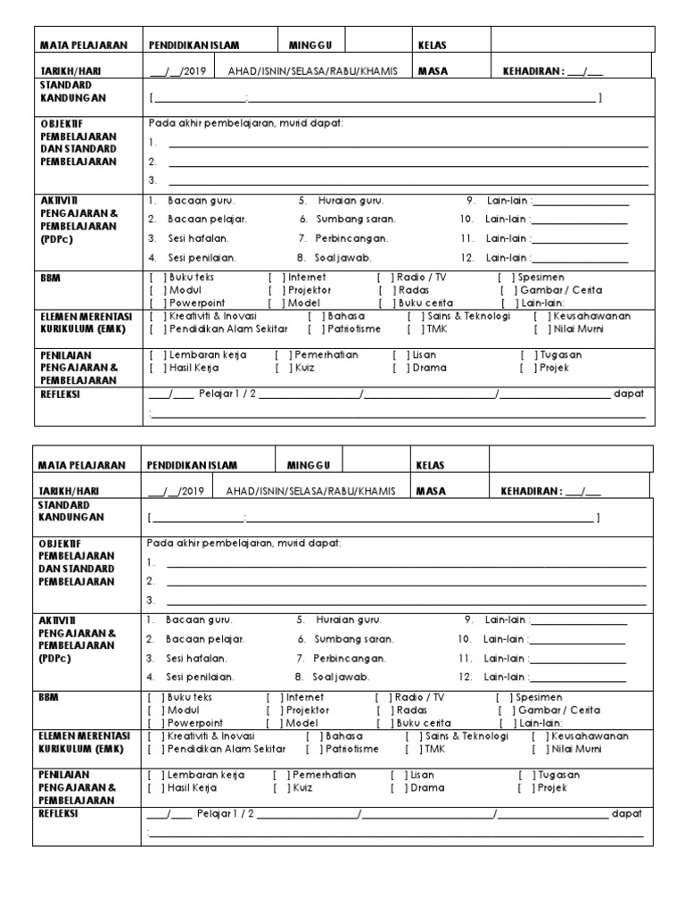 RPH Kosong Takde Tanda Tangan | PDF