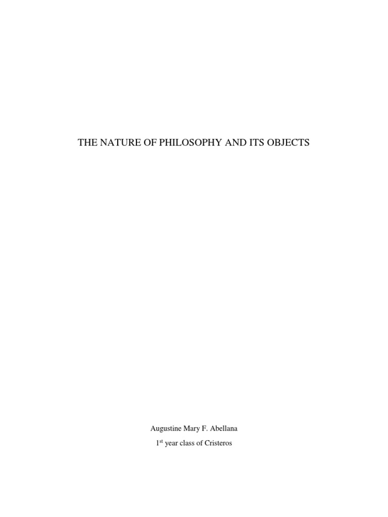 The Nature of Philosophy and Its Objects | PDF | Metaphysics | Thomas ...