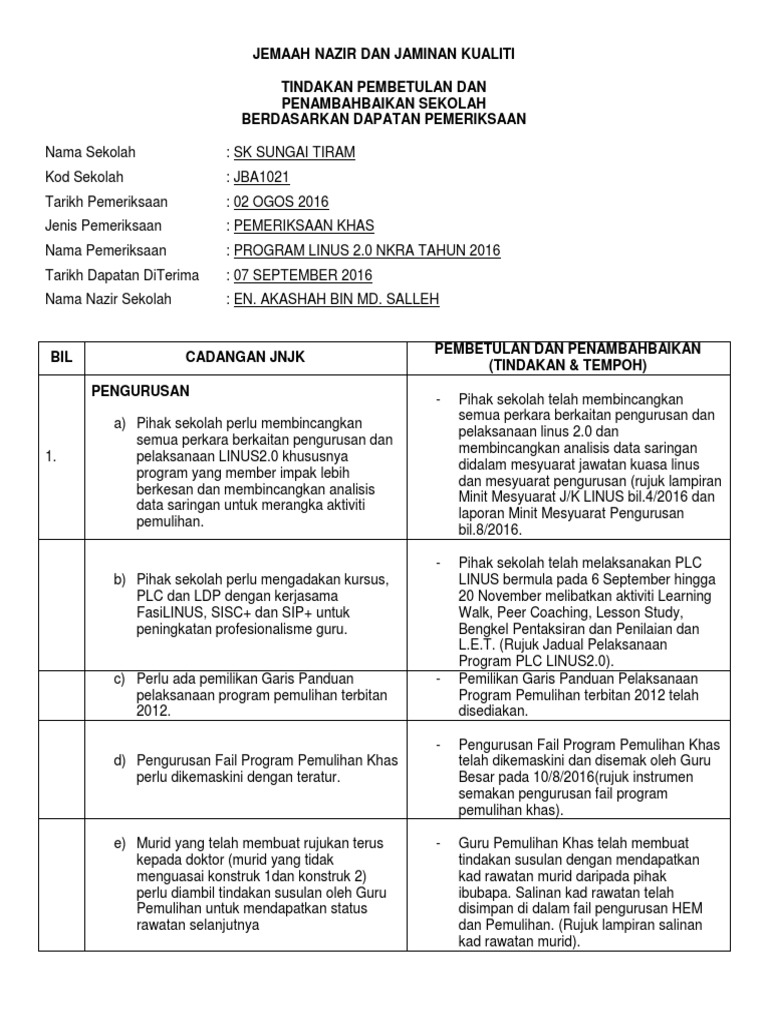 Maklum Balas Pemantauan Nazir 2016 Pdf