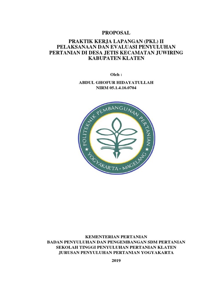 Proposal Pkl 2 Pelaksanaan Dan Evaluasi Penyuluhan Pertanian