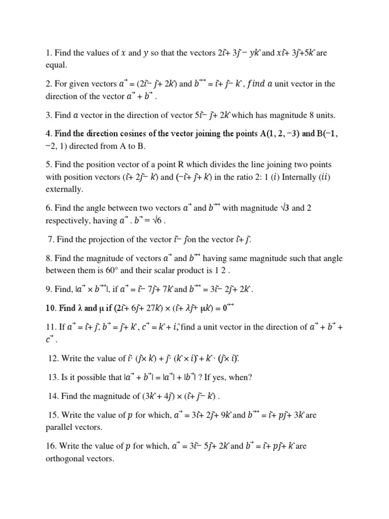Vector Algebra Problems and Solutions | PDF | Language Arts ...