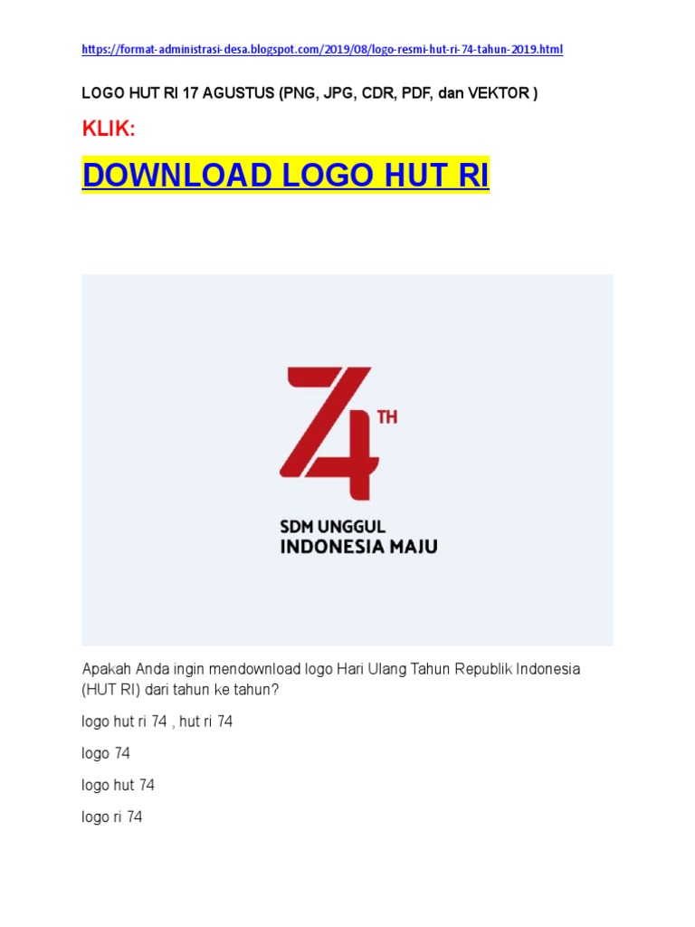 Logo Hut Ri 17 Agustus Png Jpg Cdr Pdf Dan Vektor