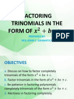 Factoring Trinomials in The Form of : Prepared By: Reil-John C. Gramatica