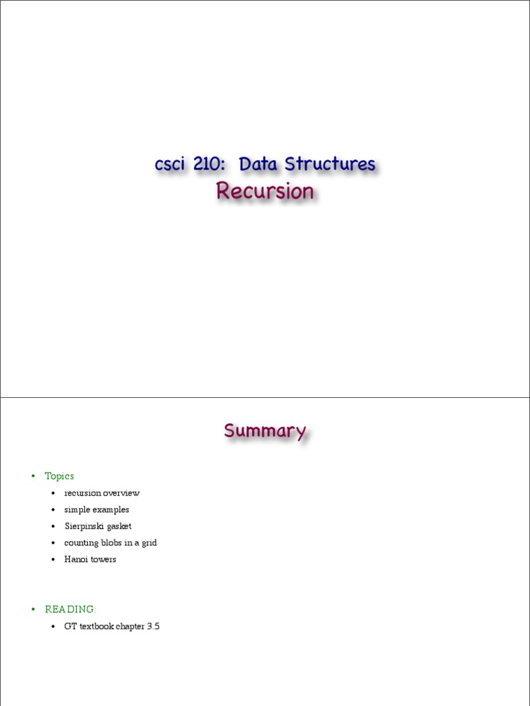 210 Recursion PDF | PDF | Recursion | Mathematical Proof