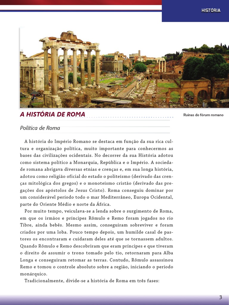 A História de Roma PDF PDF Roma Antiga Império Romano