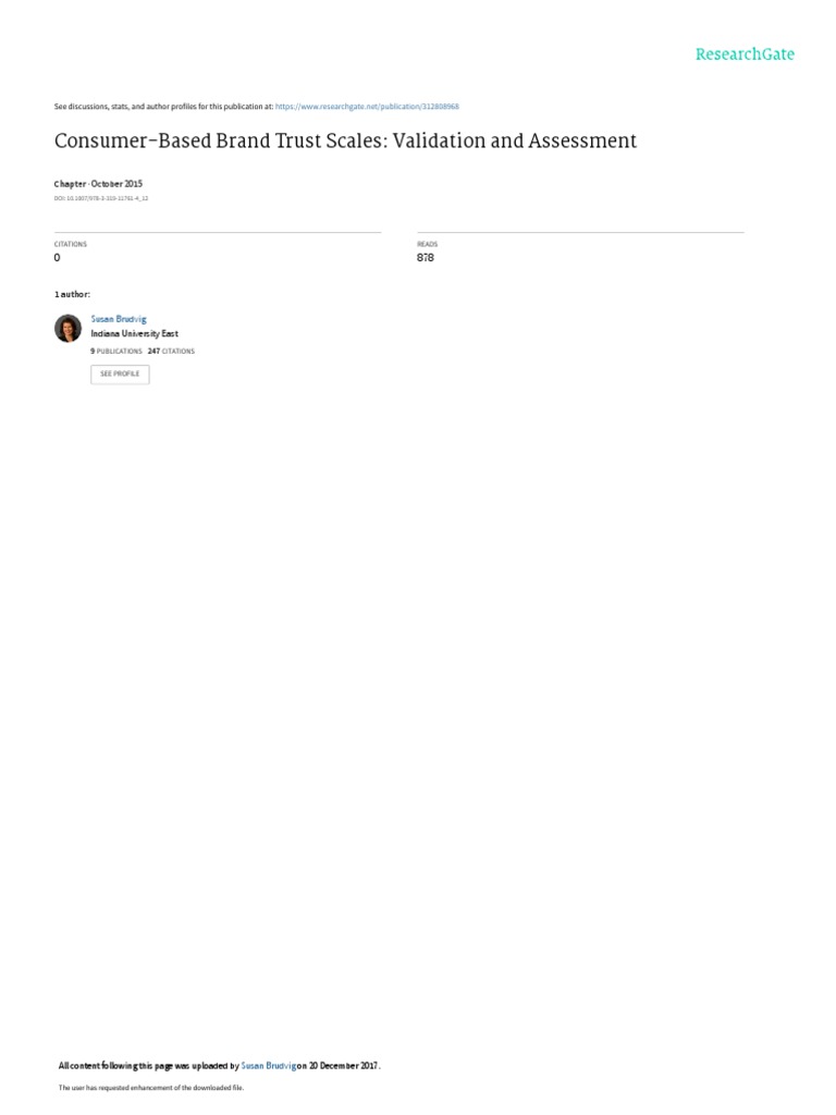 Validation and Assessment of ConsumerBased Brand Trust Scales PDF Validity (Statistics