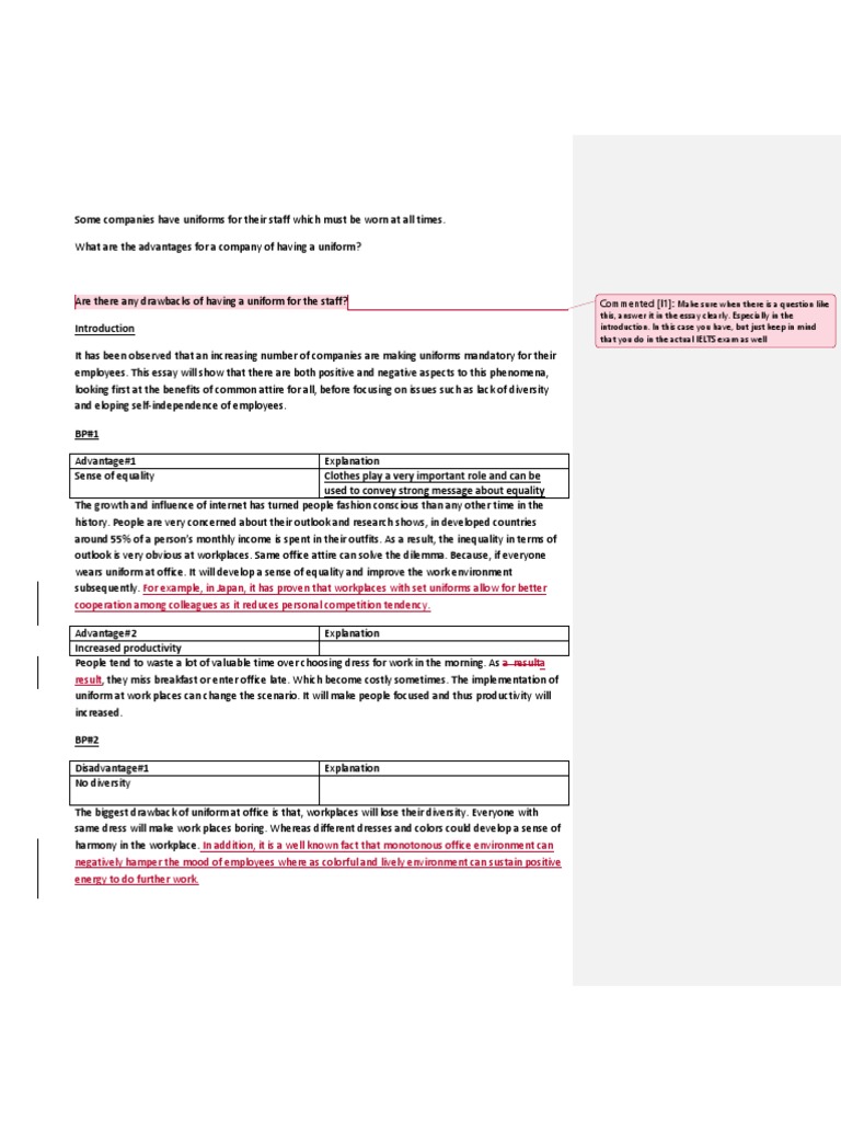 Some Companies Have Uniforms For Their Staff Which Must Be Worn at All