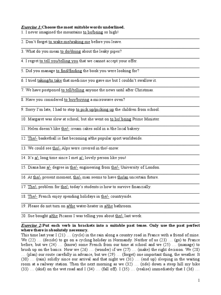 Exercise 1choose The Most Suitable Words Underlined. Where There Is