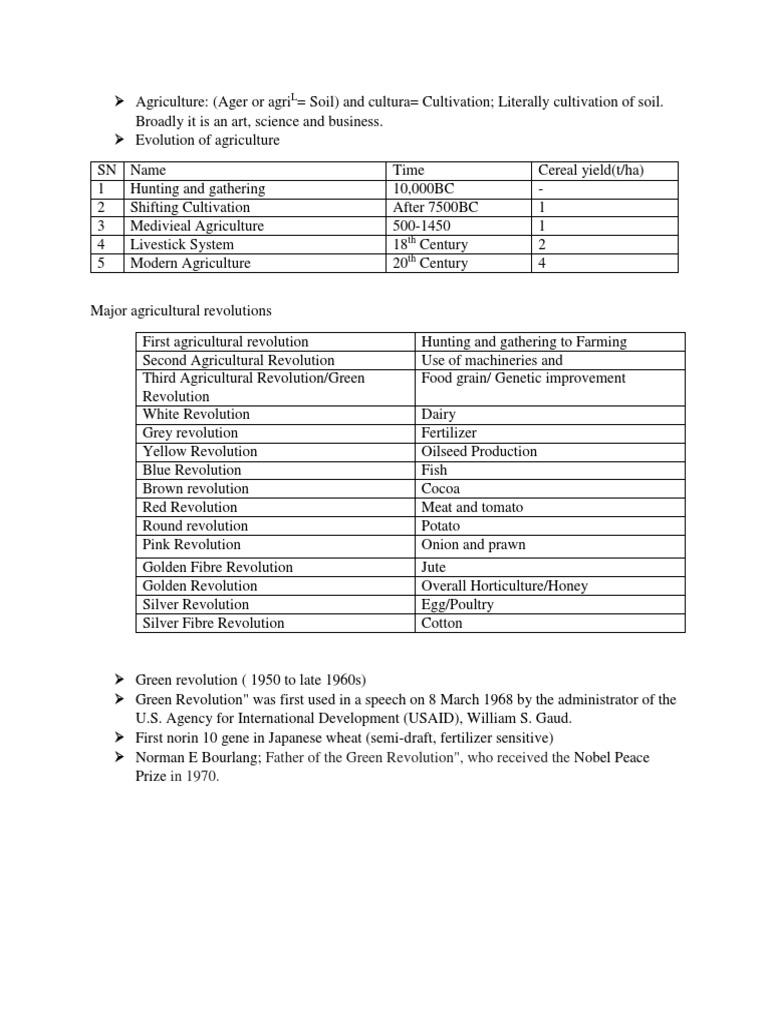 Evolution of Agriculture and Revolutions | PDF | Wellness | Science ...